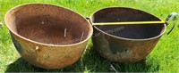 Pair of Large Antique Cast Iron Pots