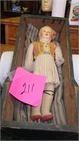 Antique doll and cradle