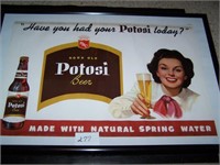 Good Old Potosi Beer Framed Poster (Brunette Lady)