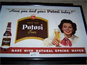 Good Old Potosi Beer Framed Picture (Brunette Lady
