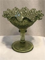 Westmoreland "Hobnail" Green Art Glass Compote