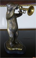 Bronze Metal Trumpeting Bear