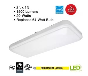 24x10IN Rectangular Flush Mount LED Light Fixture