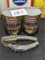 2 Texaco Oil Cans and Spouts