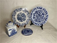 Blue and white ceramic home accents