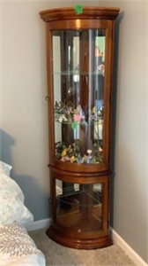 Corner Curio Cabinet with Mirror Back, Glass
