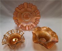 (2) Fenton Golden / Marigold Bowls(1)+Hat