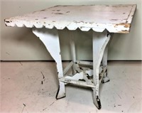 Antique White Wooden Table with Scalloped