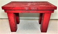 Painted Red Wood Plank End Table