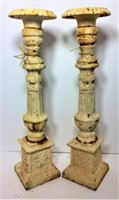 Pair of Heavy Painted Cast Iron Candle