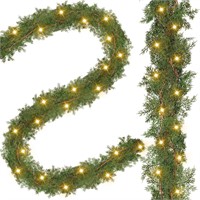 LED Christmas Cedar Garland, 2 Pack, 50 Characters