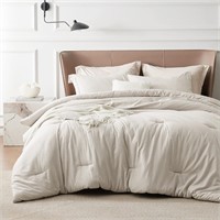 Bedsure Cal King Comforter Set - Beige, 3 Pc