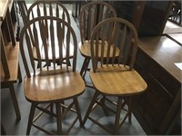 Wood Swivel Chairs Set 4