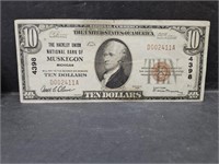 1929 Ntl Bank of Muskegon, MI   $10 Bill