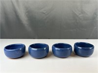 Four Bybee Pottery blue berry bowls