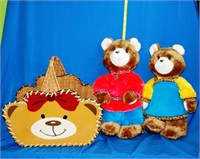 Vintage Bear Face Basket with Russian Bears