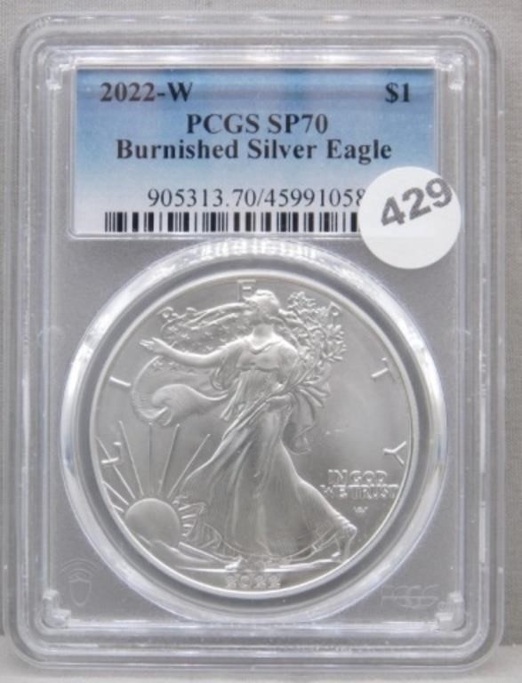 2022-W Burnished Silver Eagle PCGS SP 70.