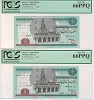 Egypt £5 x2 Diff. Prefixes,Dates &Similar SN.FNE7