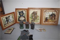 Lot of Bear Decor Pictures & Mini Outhouses
