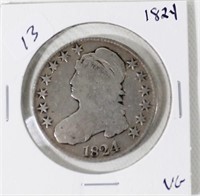 1824 BUST HALF DOLLAR  VG