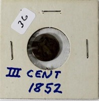 1852 3 CENT SILVER    VG