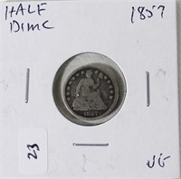 1857 HALF DIME  VG