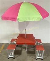Folding Briefcase Picnic Table & Umbrella