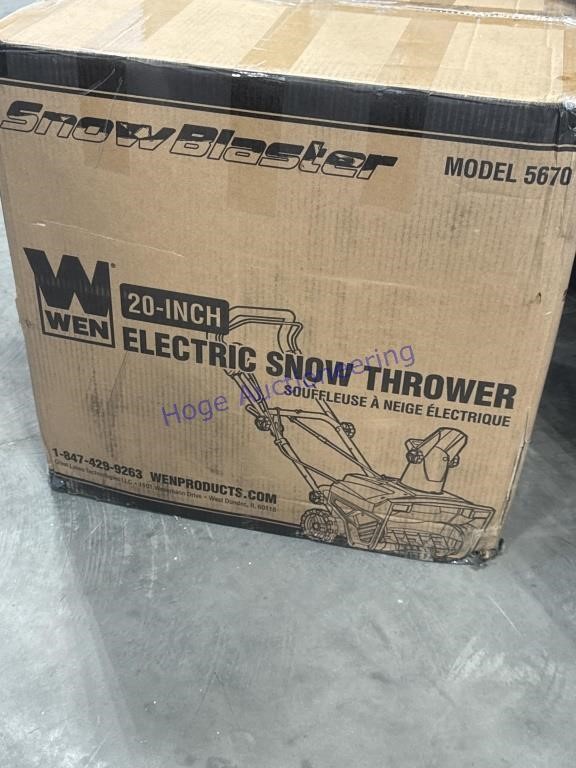 WEN 20-INCH ELECTRIC SNOWTHROWER, MODEL 5670,