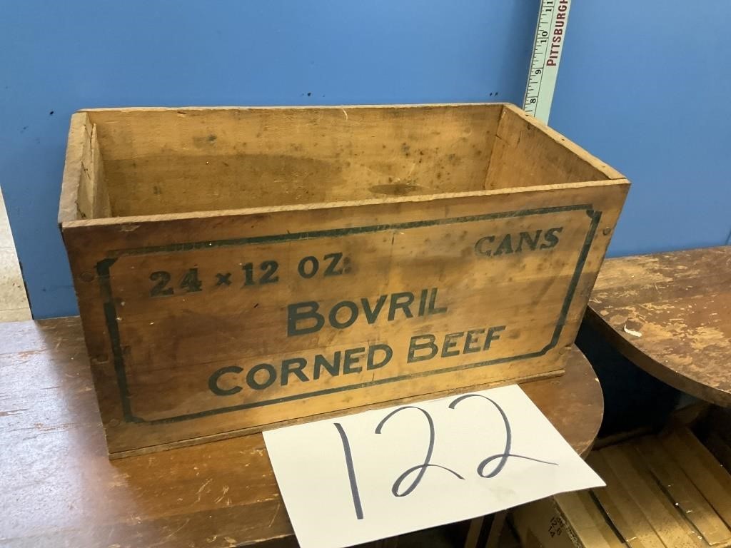 PRIMITIVE STYLE CORN, BEEF, SHIPPING BOX