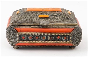 Moroccan Hardstone & Brass Decorative Box