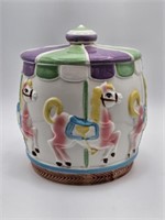 HORSE CAROSEL COOKIE JAR E.S.D. JAPAN -8" H X 7" D