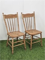 PAIR OF PRESS BACK COUNTRY CHAIRS