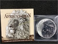 2018 African Lion one troy ounce silver round