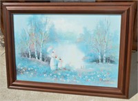 Wood Framed Painting, Signed