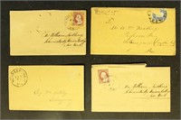 US Stamps postal history group, mostly 1850s 3 cen