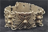 Taxco .980 Silver Panel & Ring Bracelet