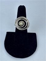 Sterling Hammered Pearl Ring