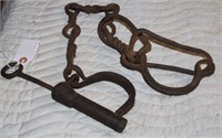 ANTIQUE LEG SHACKLE RESTRAINTS