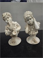 Vintage 1971 J Kendrick Boy & Girl Bust Statue