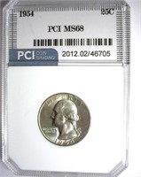 1954 Quarter PCI MS-68 LISTS FOR $10000