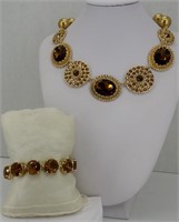 Brown & Gold Necklace and Bracelet