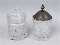 2 Cut and Etched Crystal Tobacco Jars