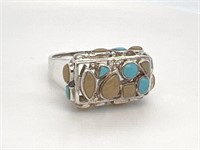 Turquoise & Jasper Silver Ring