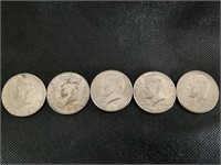 LOT OF 5 KENNEDY HALF DOLLARS - 1971-D, 1972-P,