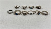 10 Assorted .925 Silver Rings