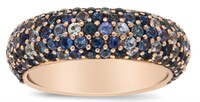18k Rose Gold Round 2.67ct Blue Sapphire Band