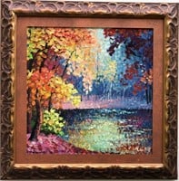 “Violet Fog”15,5”x15,5”Original Painting-Antanenka