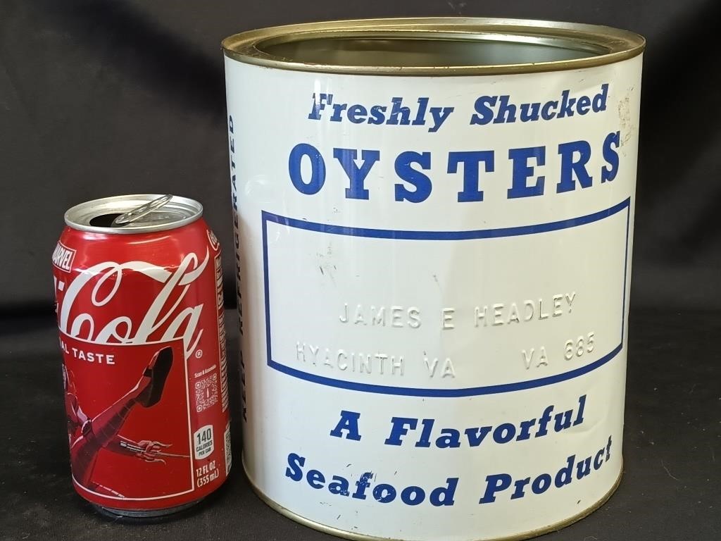 Oyster Tins, Stoneware, Furniture, Decoys, Collectibles