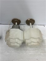 Milk glass skyscraper hanging light