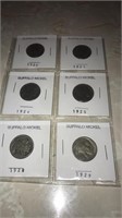 6 Buffalo nickels 1920-23-24-25-28-29